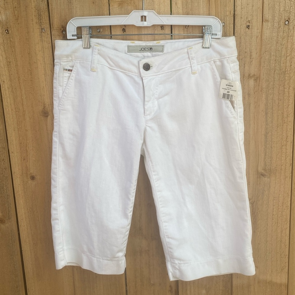 Vintage NWT Y2K Joe's Jeans 29 White Rainbow Pocket Kick Bermuda Short Low Rise